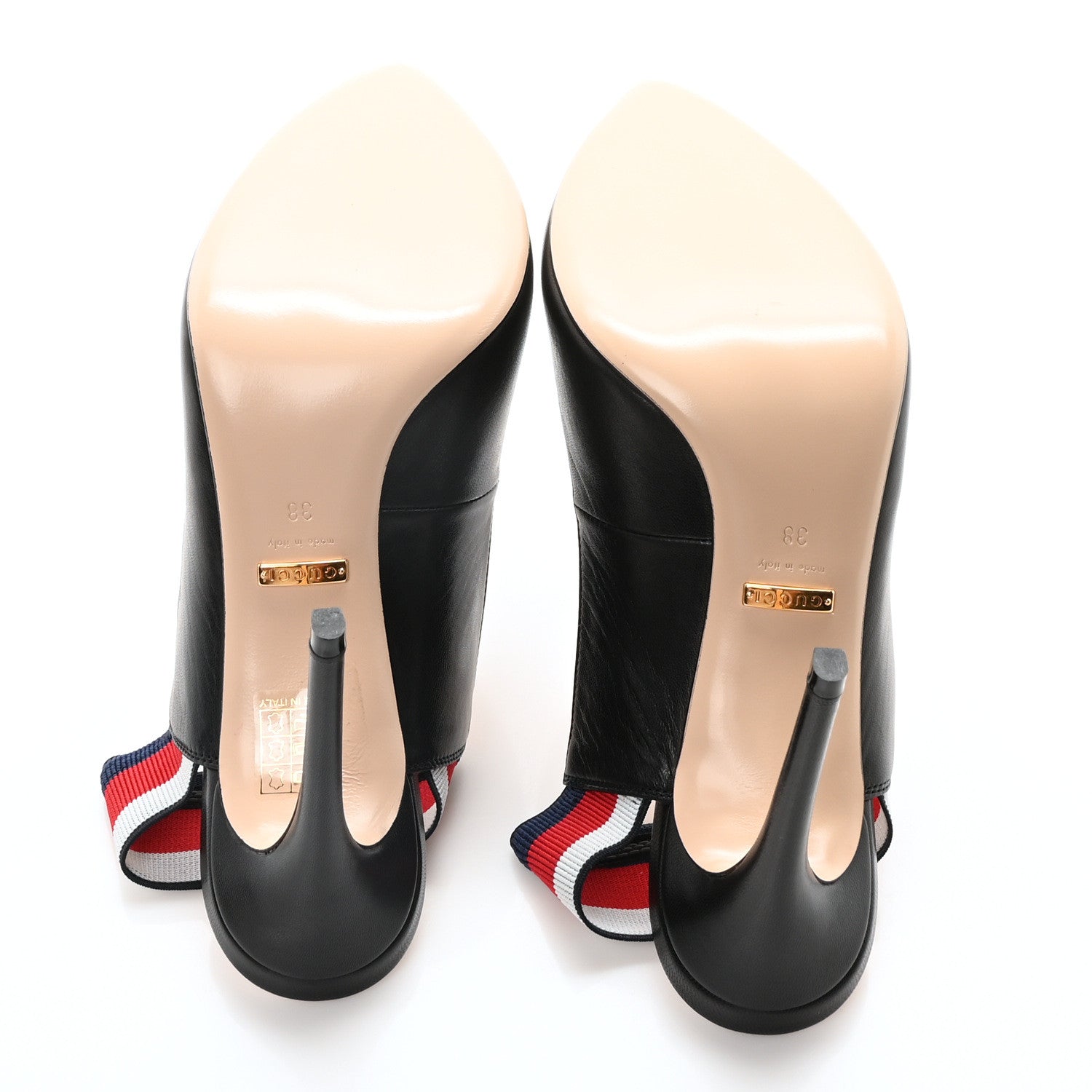 Gucci Malaga Kid Web Sylvie High Heel Slingback Pumps 38 Black 6 of 9
