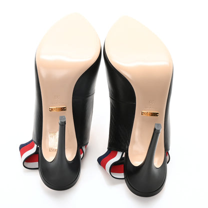Gucci Malaga Kid Web Sylvie High Heel Slingback Pumps 38 Black 6 of 9