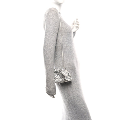 Bottega Veneta Metallic Fabric Bubble Wrap The Mini Pouch Silver 2 of 9