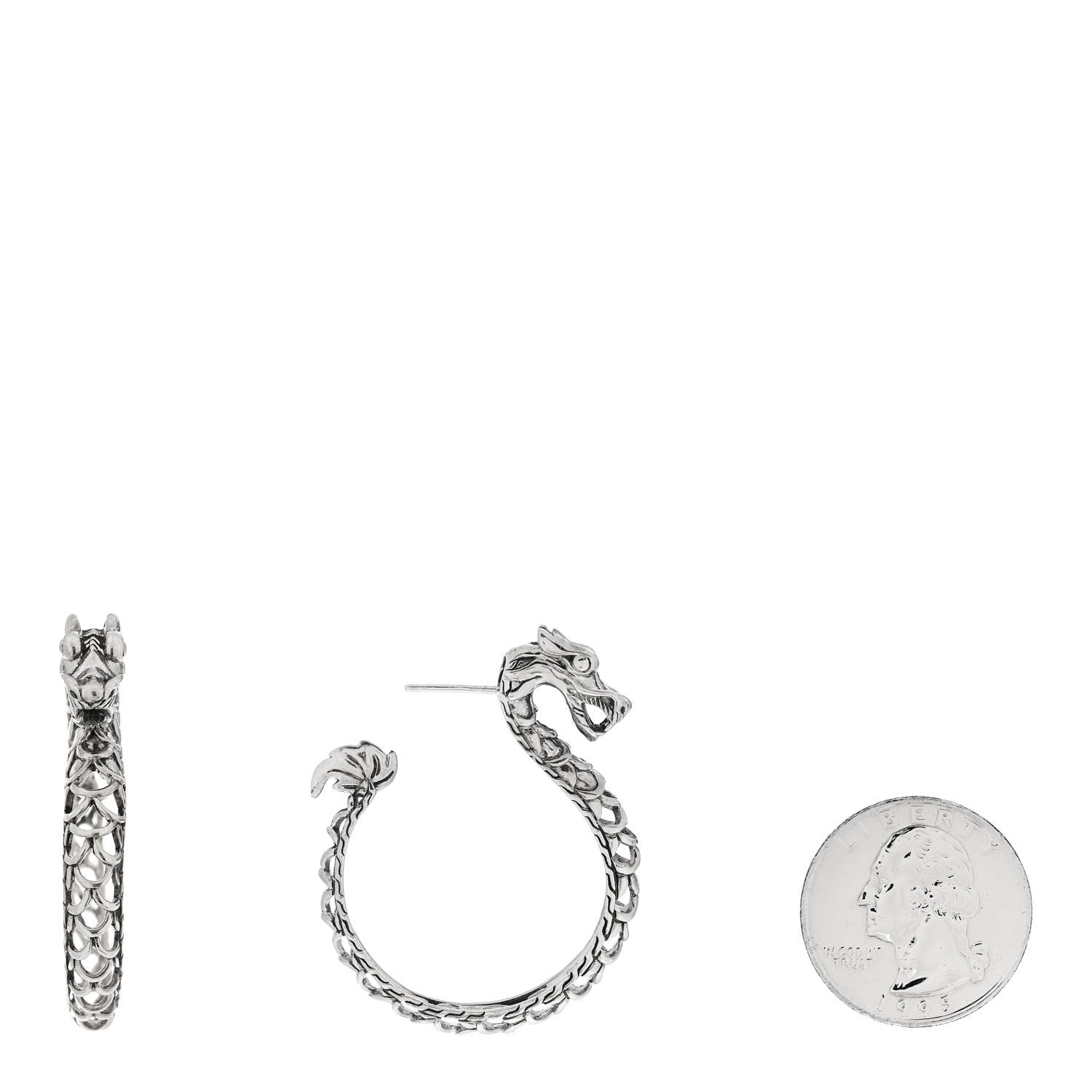 John Hardy Sterling Silver Naga Dragon Hoop Earrings 2 of 4