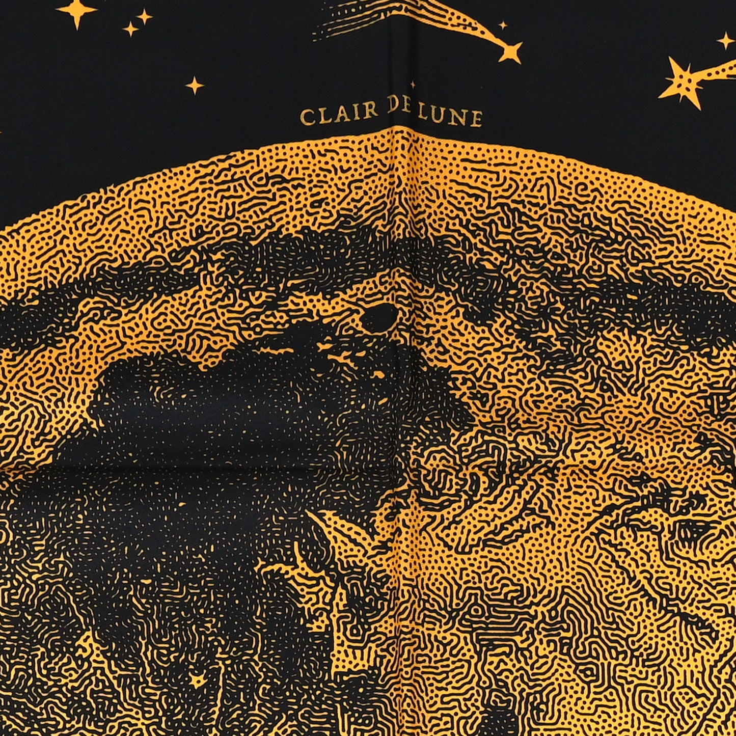 Silk Clair De Lune Double Face Scarf 90 Black Jaune D'Or Bleu