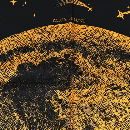 Hermes Silk Clair De Lune Double Face Scarf 90 Black Jaune D'Or Bleu 4 of 5