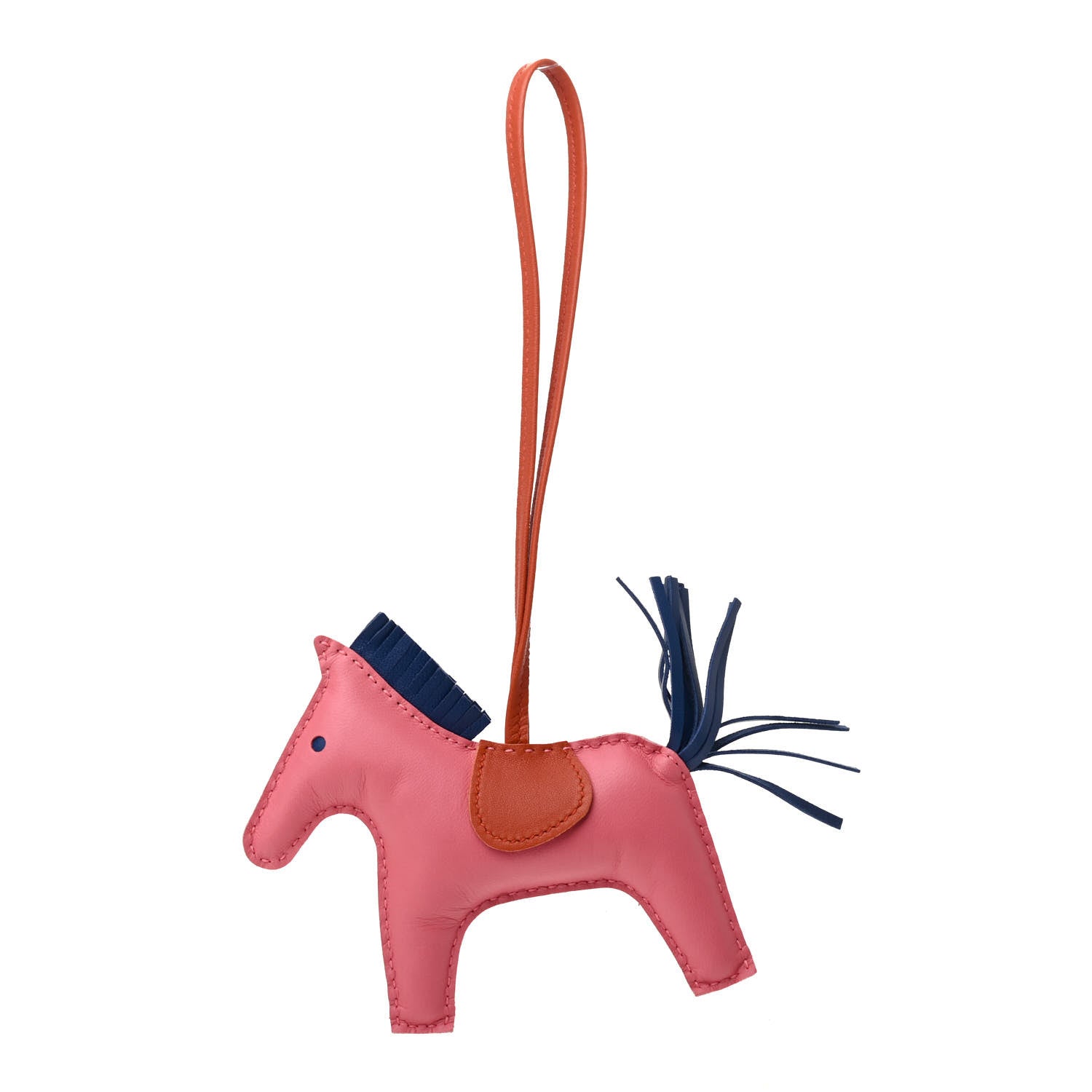 Hermes Milo Lambskin Grigri Rodeo Horse Bag Charm GM Rose Azalee Cornaline Bleu De Malte 1 of 3