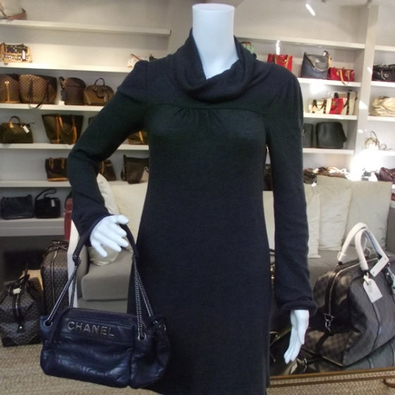 Chanel Leather Lax East West Shoulder Bag Navy 2 of 10