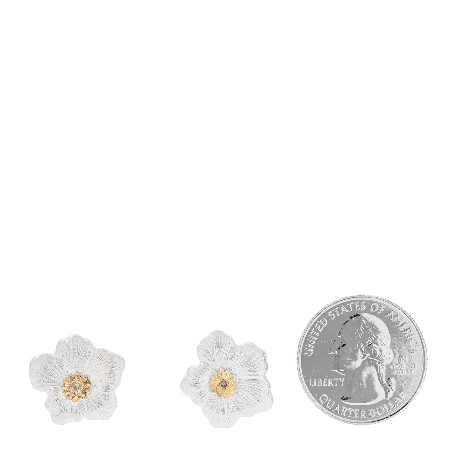 Sterling Silver Vermeil Diamond Small Blossoms Gardenia Button Earrings