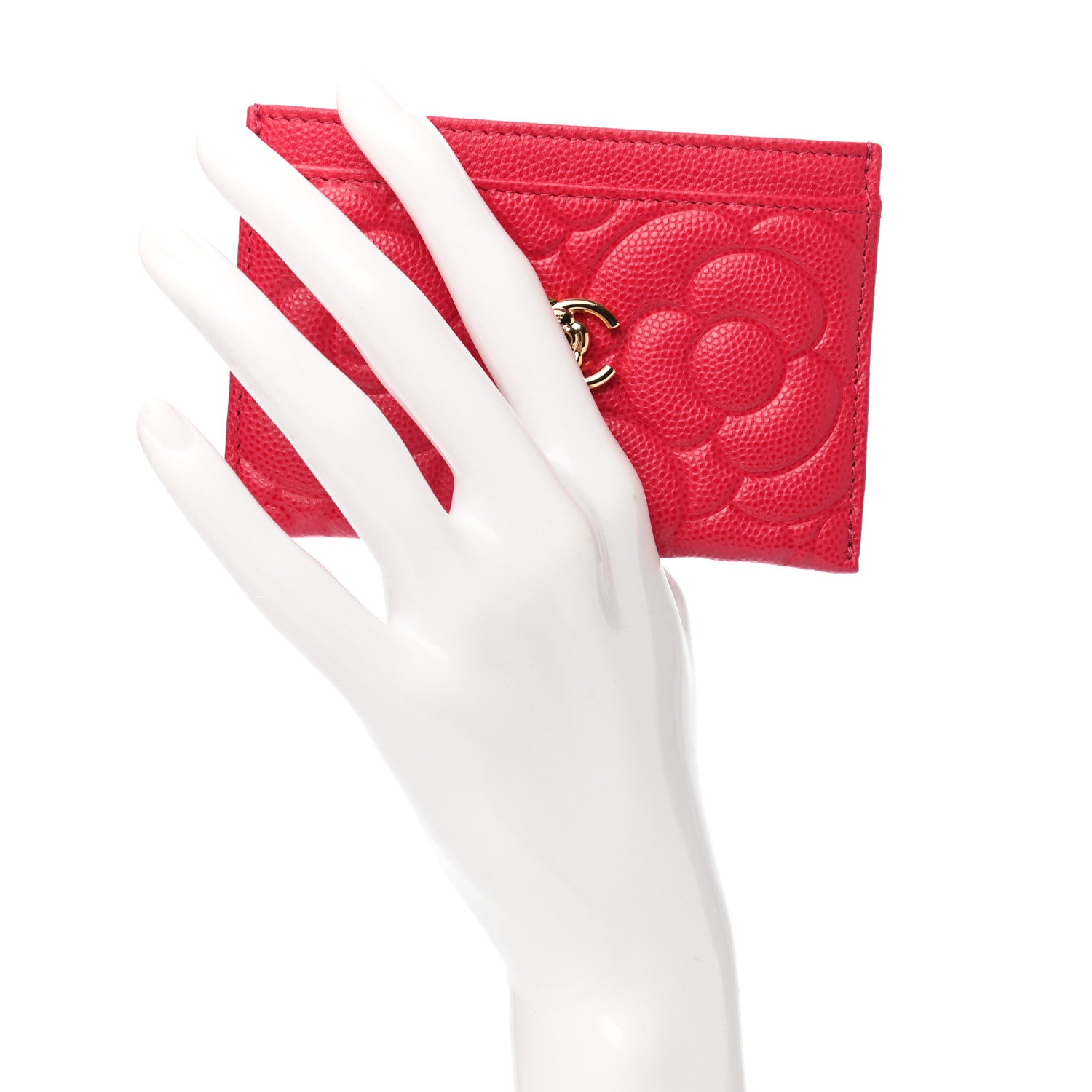 Chanel Caviar Camellia Embossed Card Holder Fuchsia 2 of 9