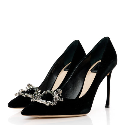 Christian Dior Velvet Crystal Tresor 100 Pumps 42 Black 3 of 12