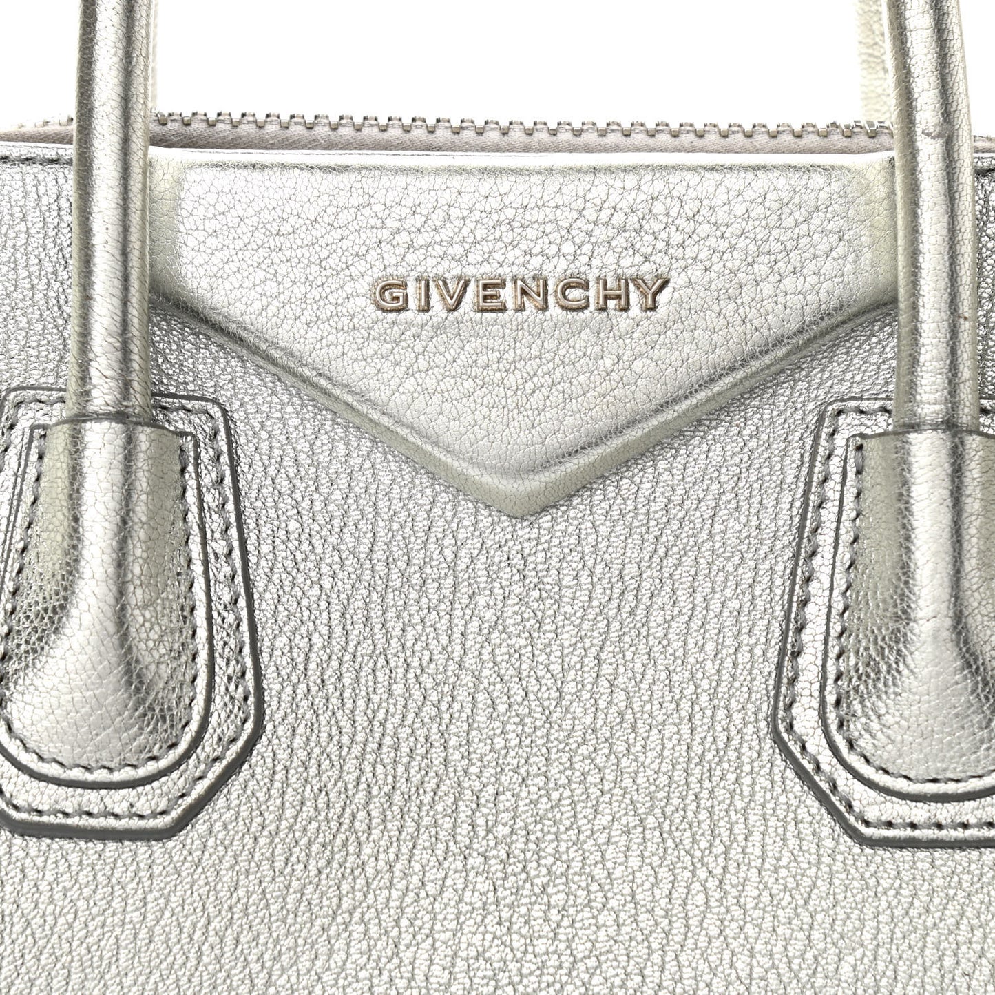Metallic Sugar Goatskin Small Antigona Silver