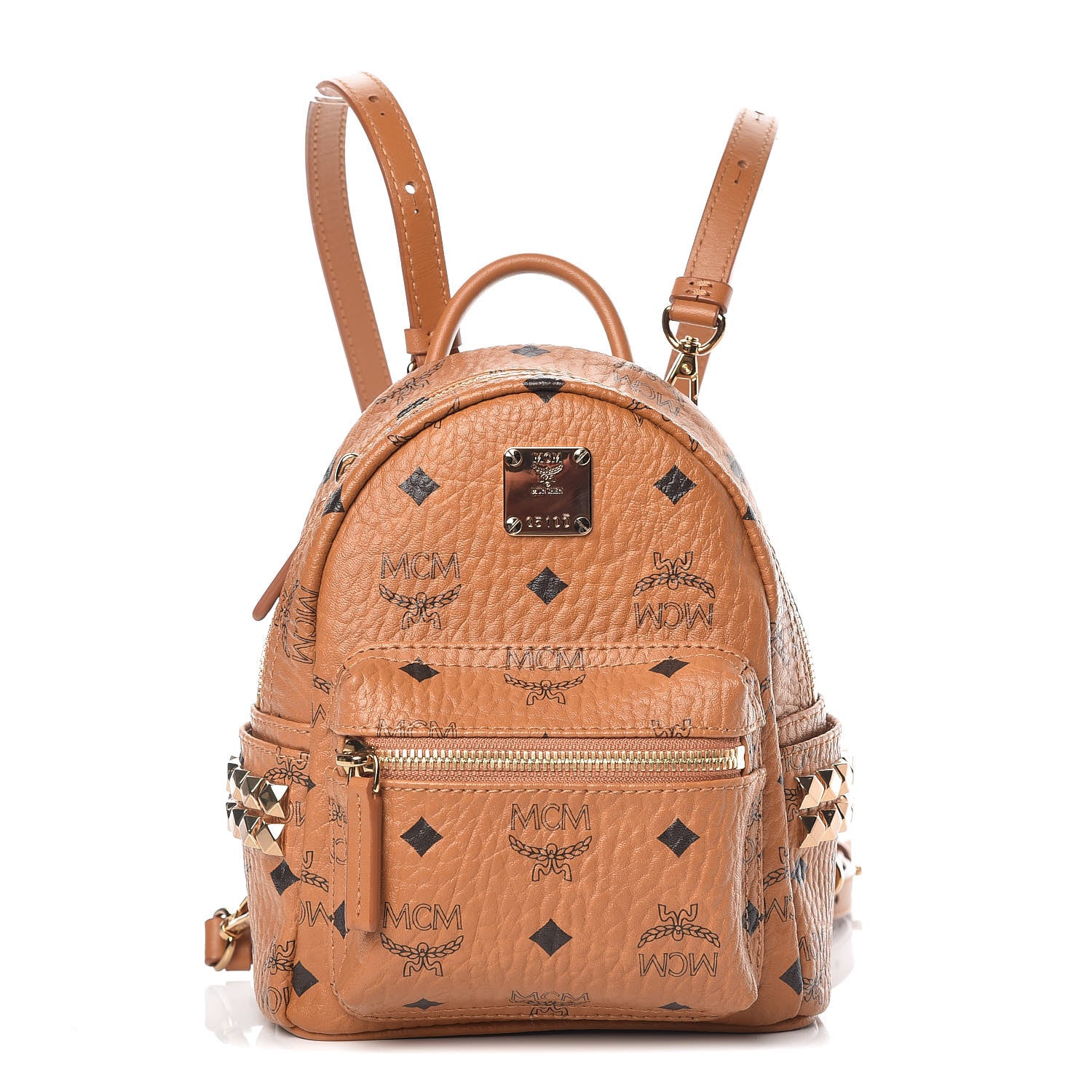 MCM Visetos Side Stud X-Mini Stark Backpack Cognac 1 of 9