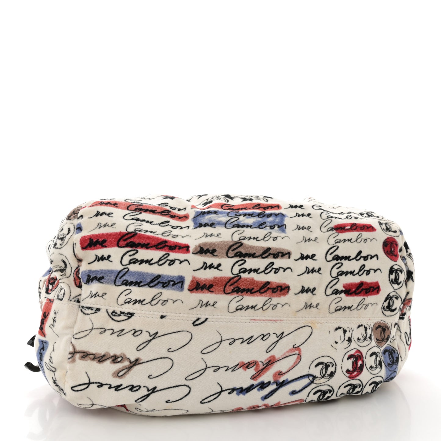 Velour Camellia Print Frame Bag White