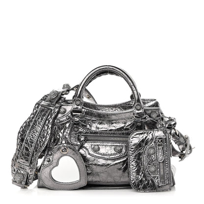 Balenciaga Agneau Arena Crystal Neo Cagole Handbag XS Silver 1 of 12
