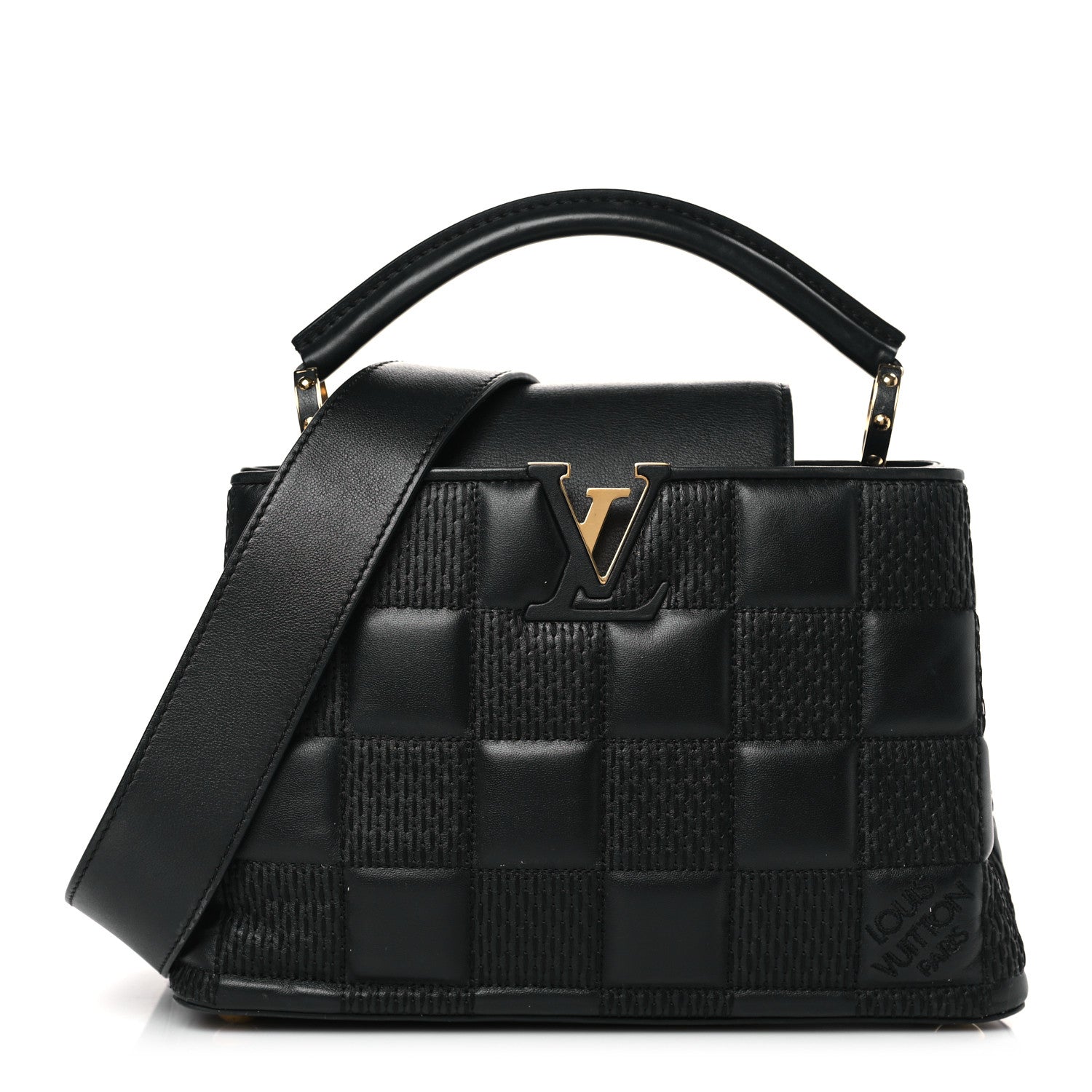 Louis Vuitton Lambskin Damier Quilt Capucines BB Matte Black 1 of 8
