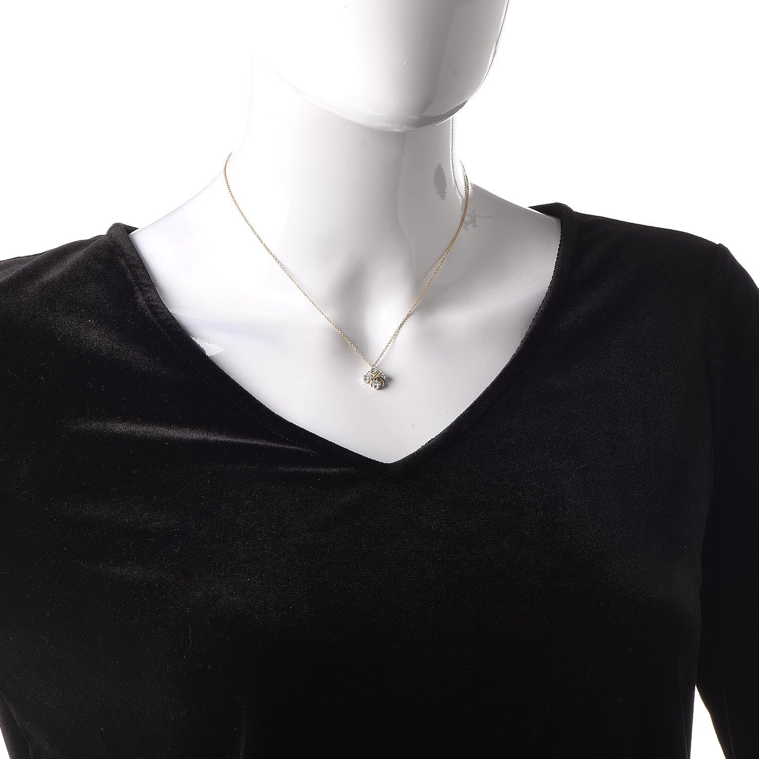 Tiffany Platinum 18K Yellow Gold Diamond Schlumberger Lynn Pendant Necklace 2 of 6