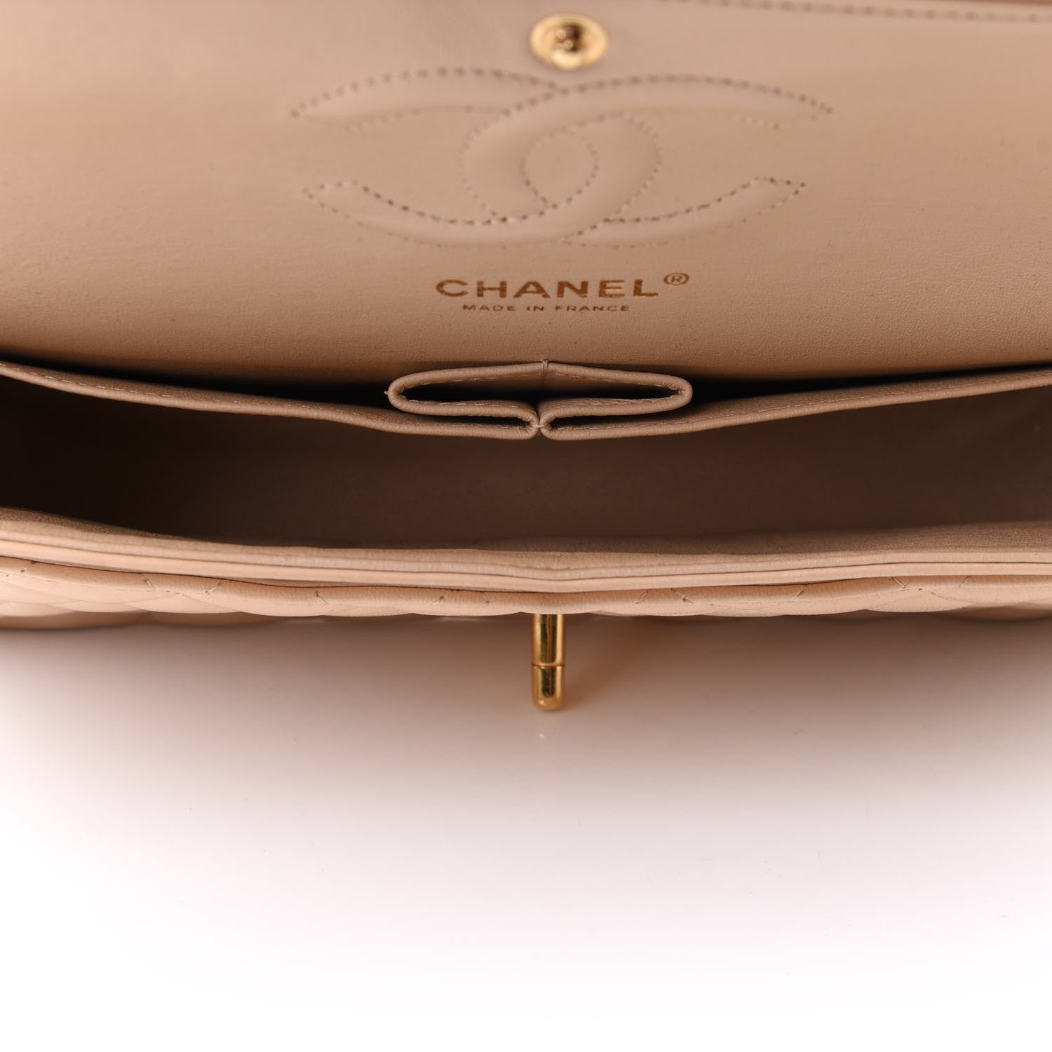 Chanel Lambskin Quilted Medium Double Flap Beige 5 of 13