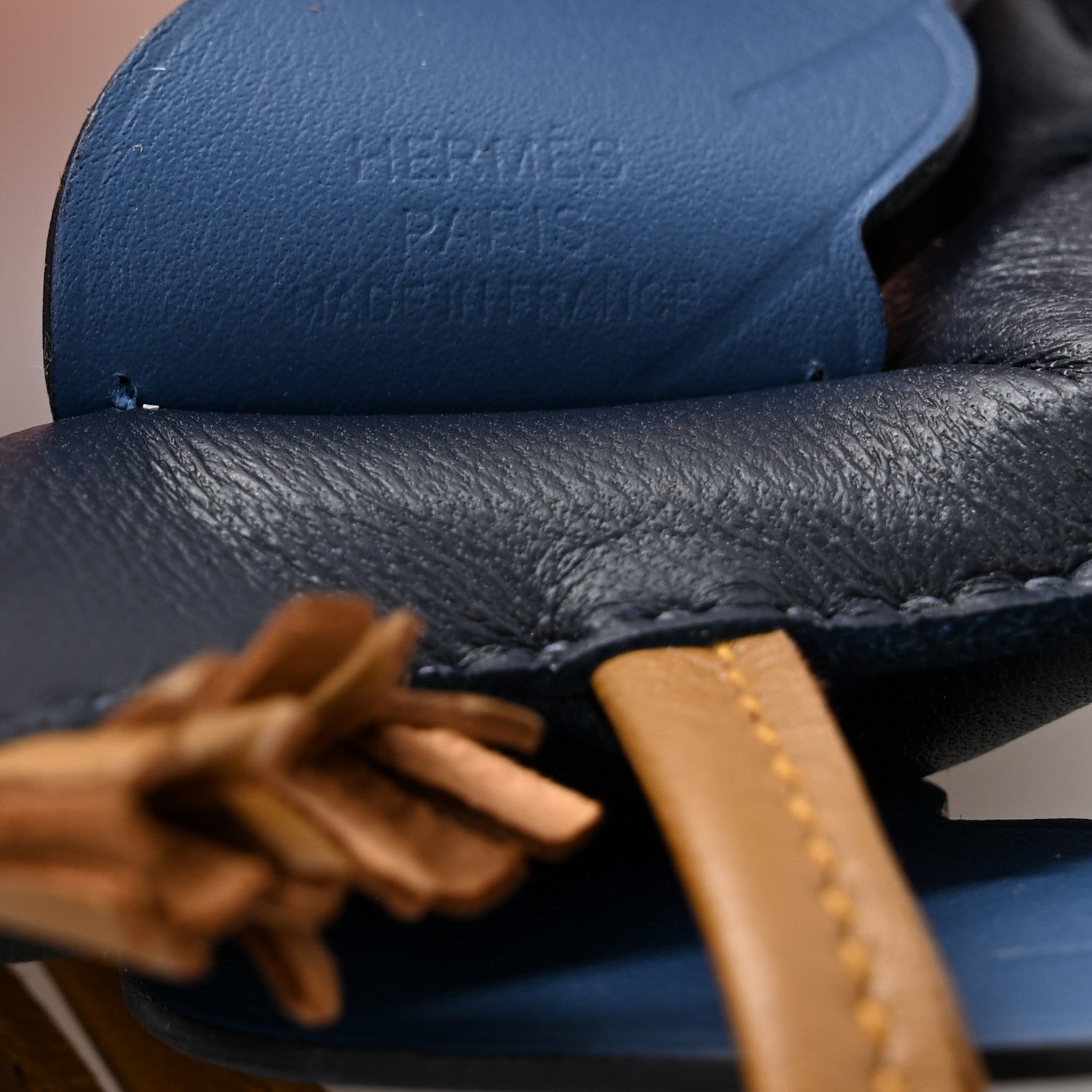 Hermes Milo Lambskin Grigri Rodeo Pegase Horse Bag Charm PM Bleu Nuit Bleu Tie Sesame 3 of 5