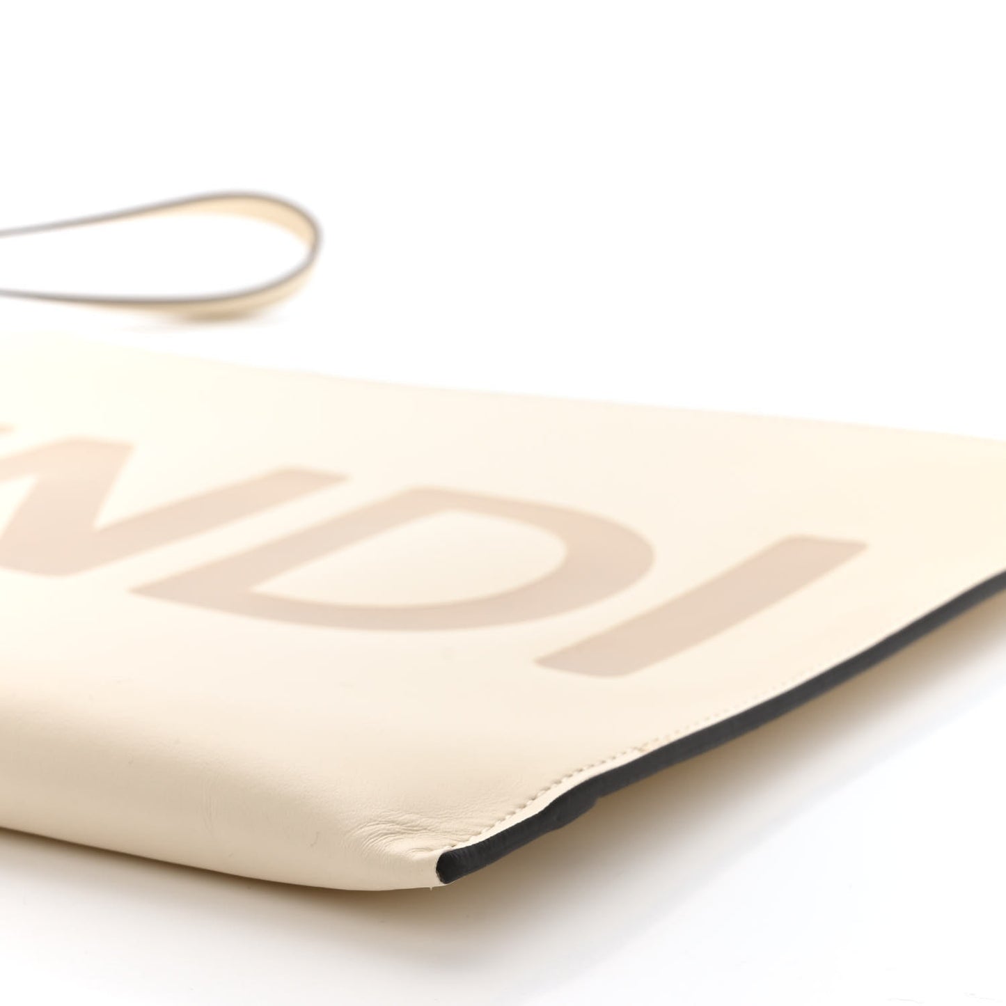 Vitello King Logo Embossed Large Flat Pouch White Ice