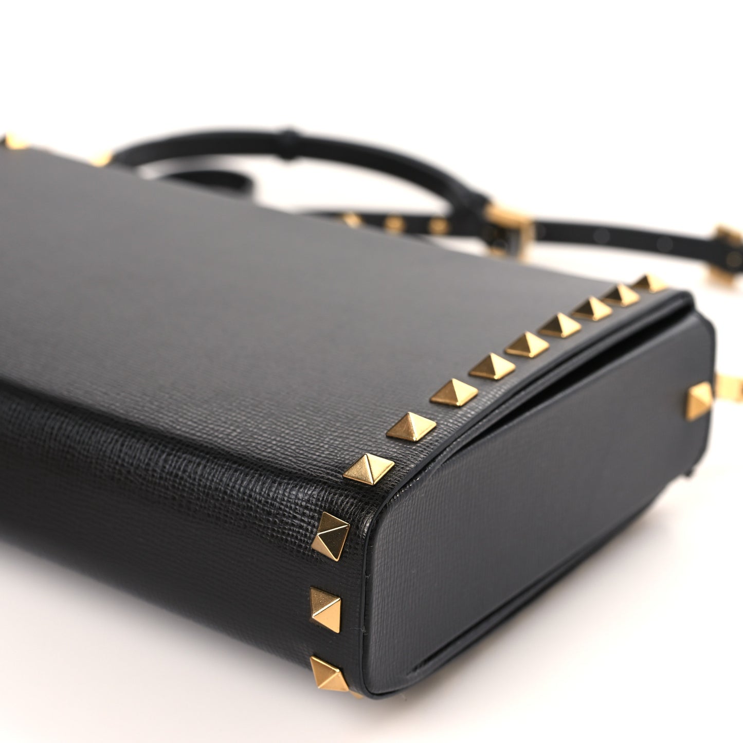 Grainy Calfskin Rockstud Alcove Clutch Black