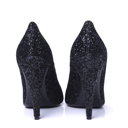 Saint Laurent Glitter Era Pumps 39.5 Black Silver 6 of 17
