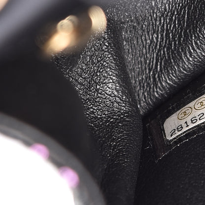 Chanel Calfskin Crocodile Embossed Graffiti 2.55 Mini Cocodile Reissue Flap Black Pink 8 of 12