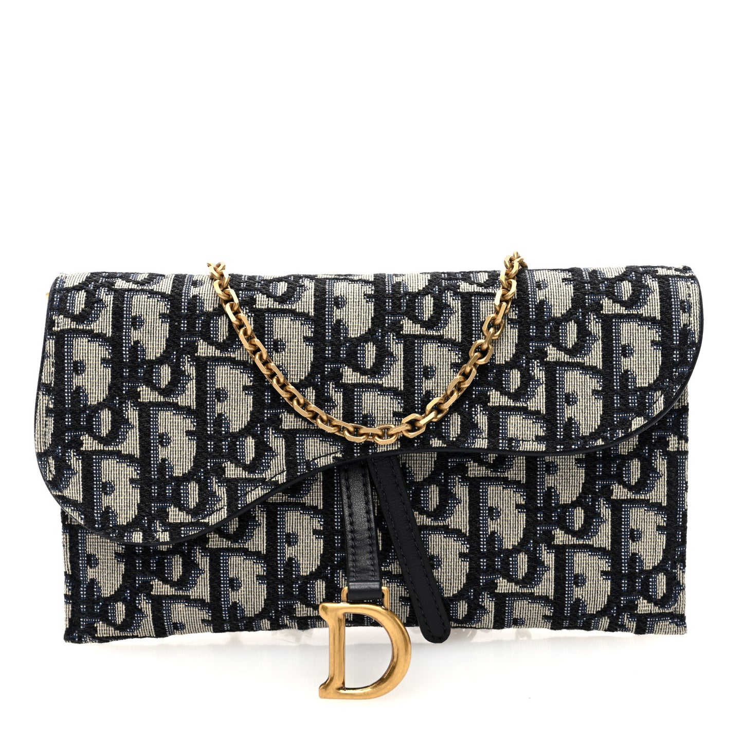 Oblique Saddle Chain Long Wallet Blue