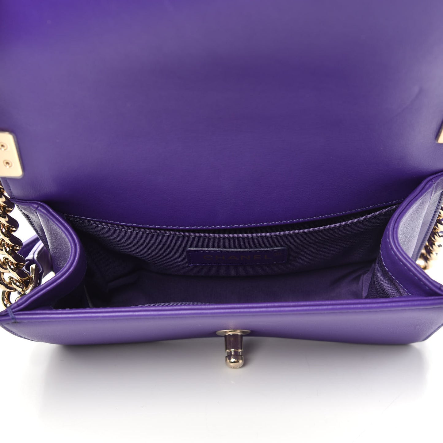 Calfskin Quilted Small Boy Flap Purple