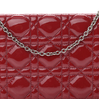 Christian Dior Patent Cannage Rendezvous Chain Wallet Red 11 of 11