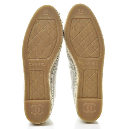 Chanel Linen CC Espadrilles 38 Beige Black 5 of 11