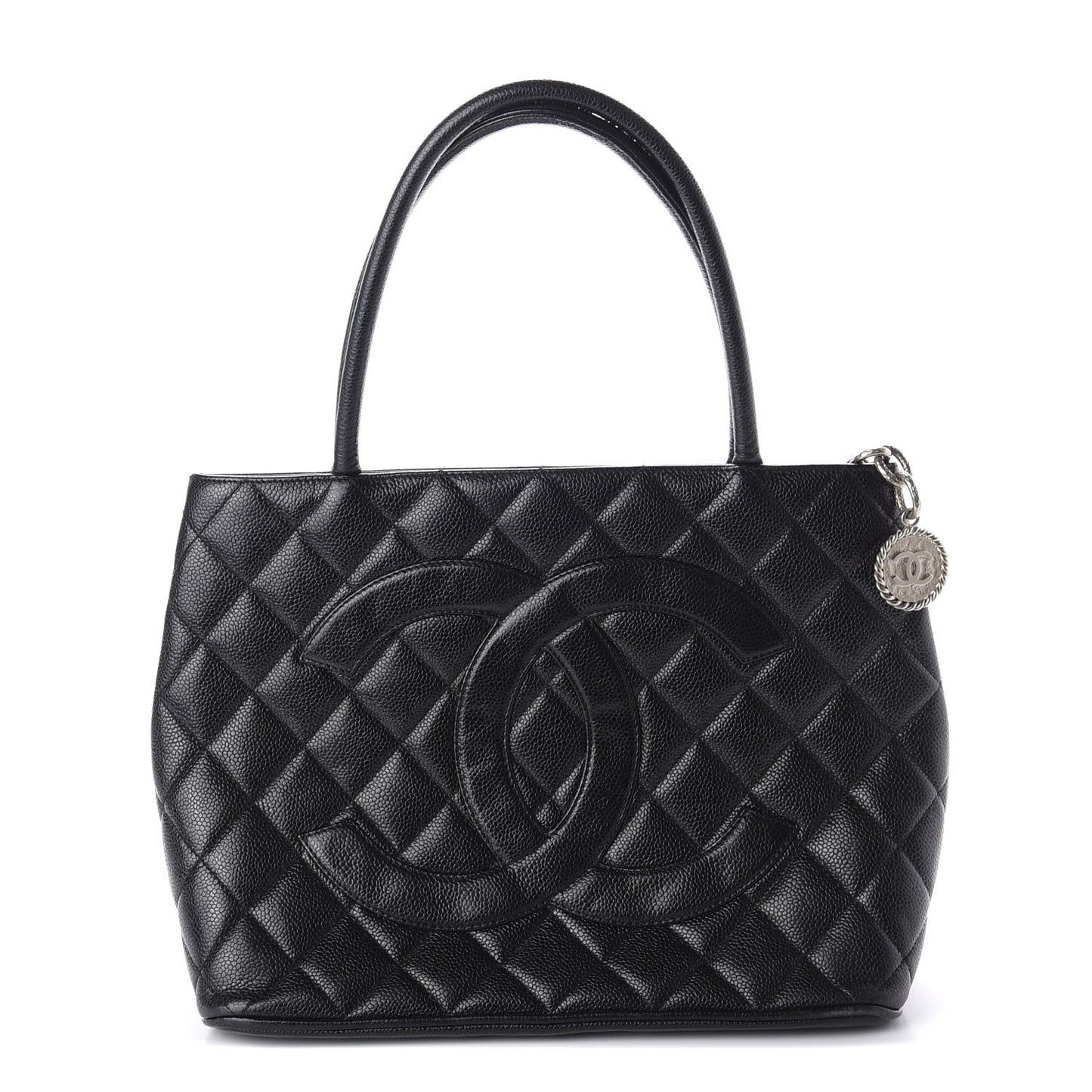 Caviar Quilted Medallion Tote Black