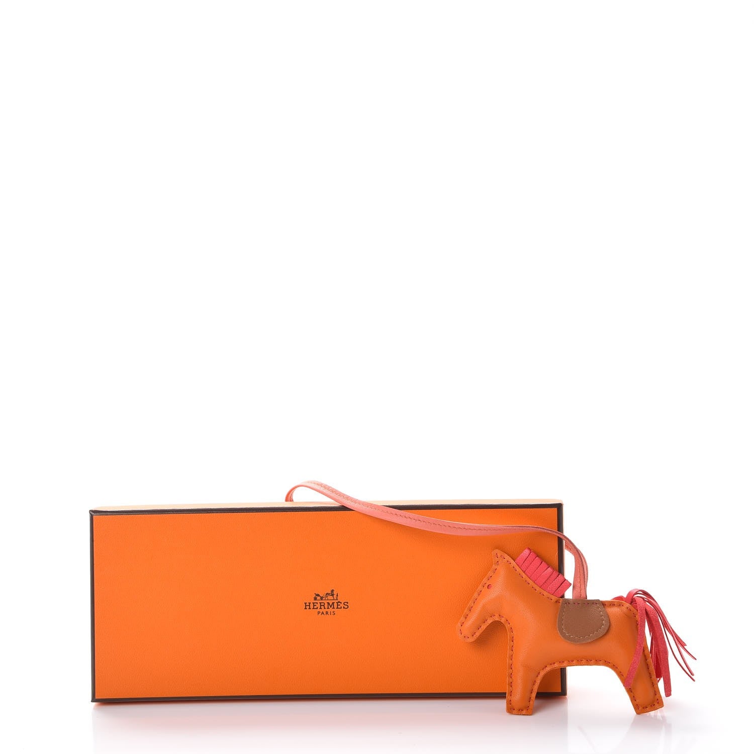 Hermes Milo Lambskin Grigri Rodeo Horse Bag Charm PM Orange Bougainvillea Gold Flamingo 5 of 5