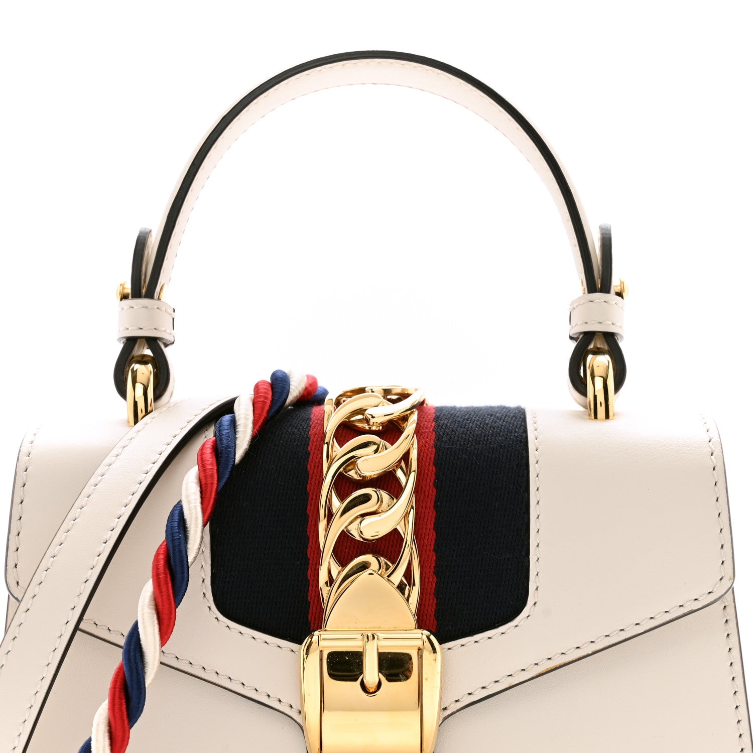 Gucci Calfskin Mini Sylvie Top Handle Bag White 8 of 15
