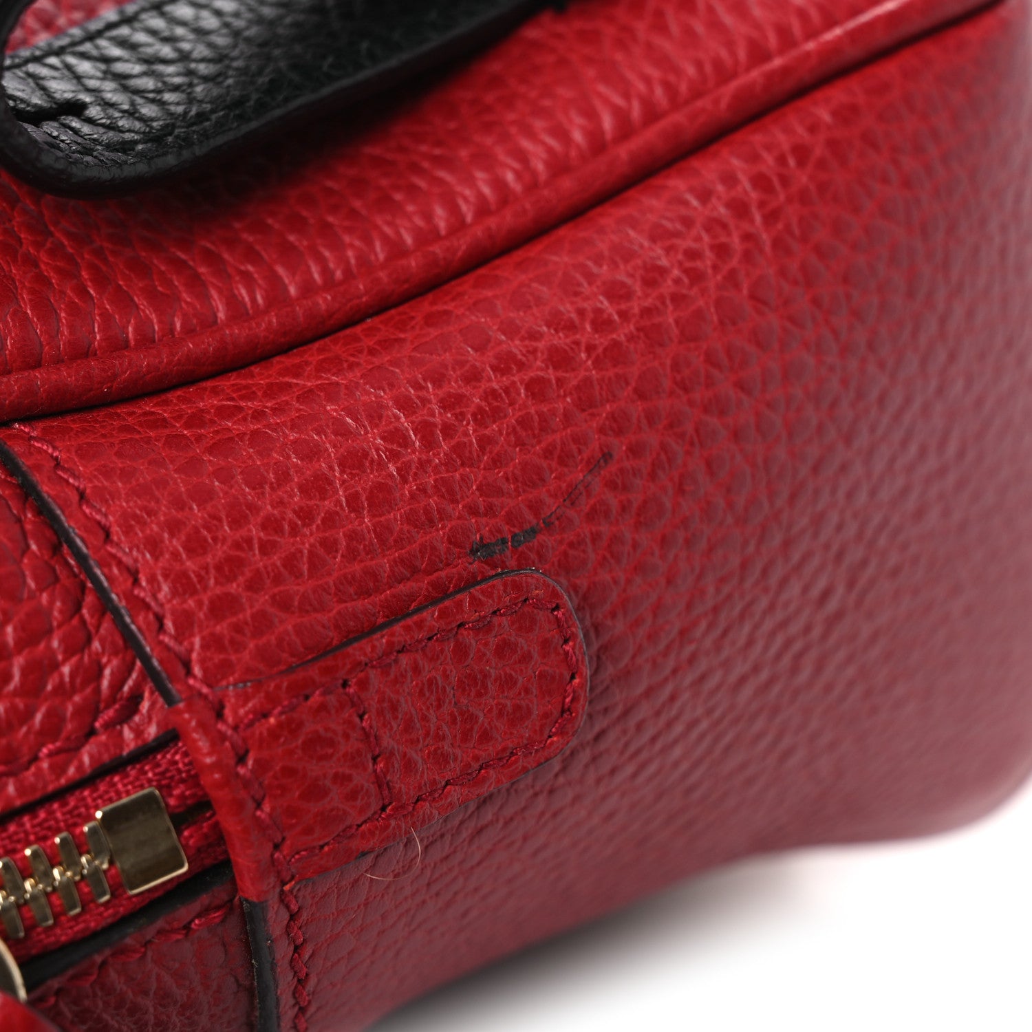 Gucci Pebbled Calfskin Bi-Color Soho Chain Backpack Red Navy 11 of 12