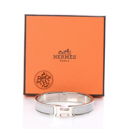 Hermes Enamel Narrow Clic Clac H Bracelet GM Blanc Gris Claire 5 of 5