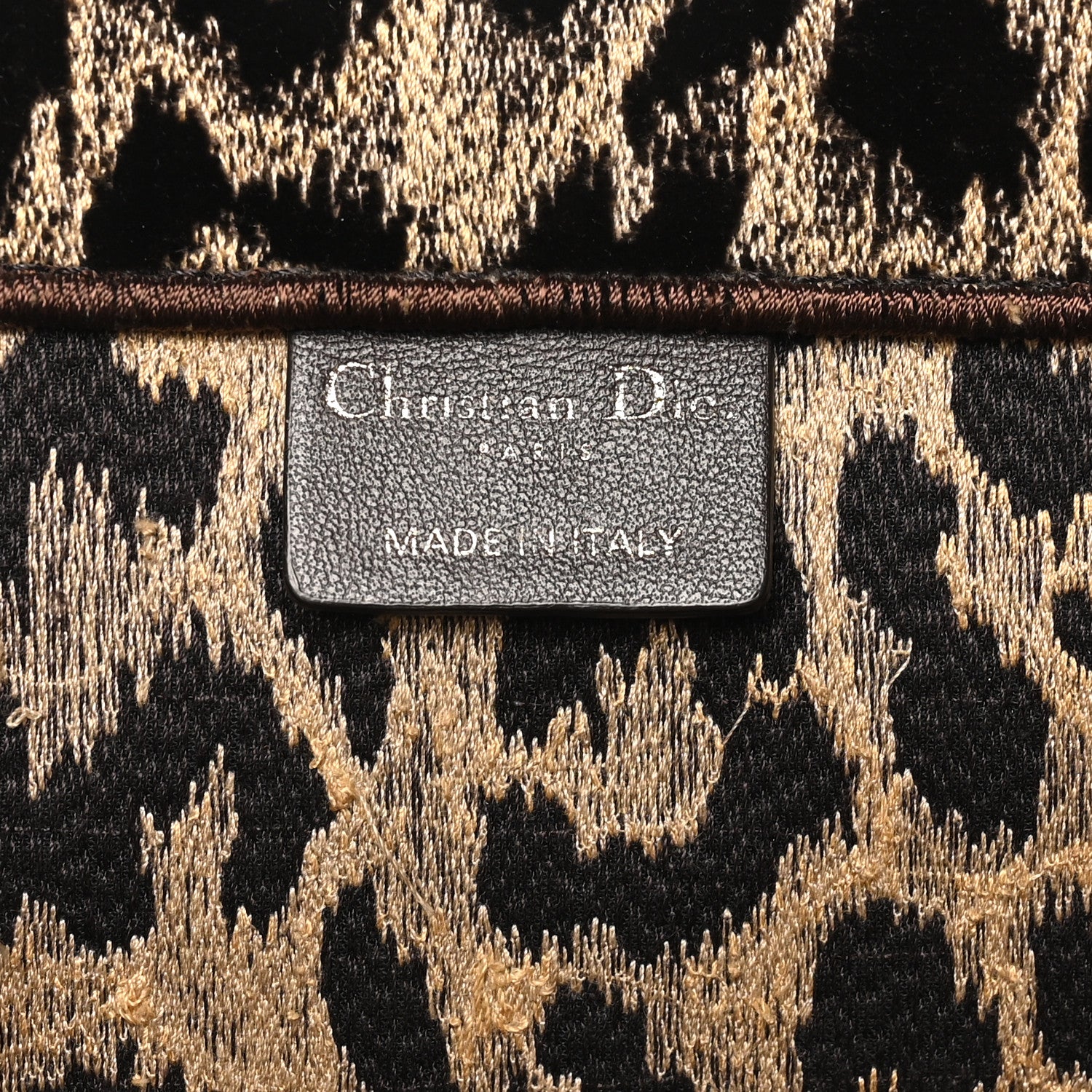 Christian Dior Canvas Velvet Embroidered Large Leopard Book Tote Tote Beige 6 of 10