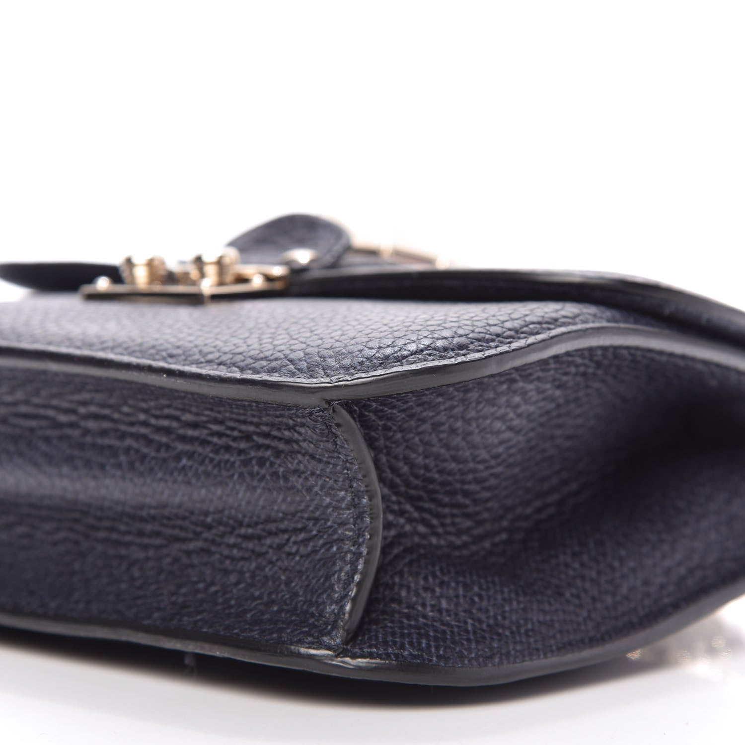 Valentino Garavani Pebbled Calfskin Small Glam Lock Rockstud Flap Deep Denim 7 of 9