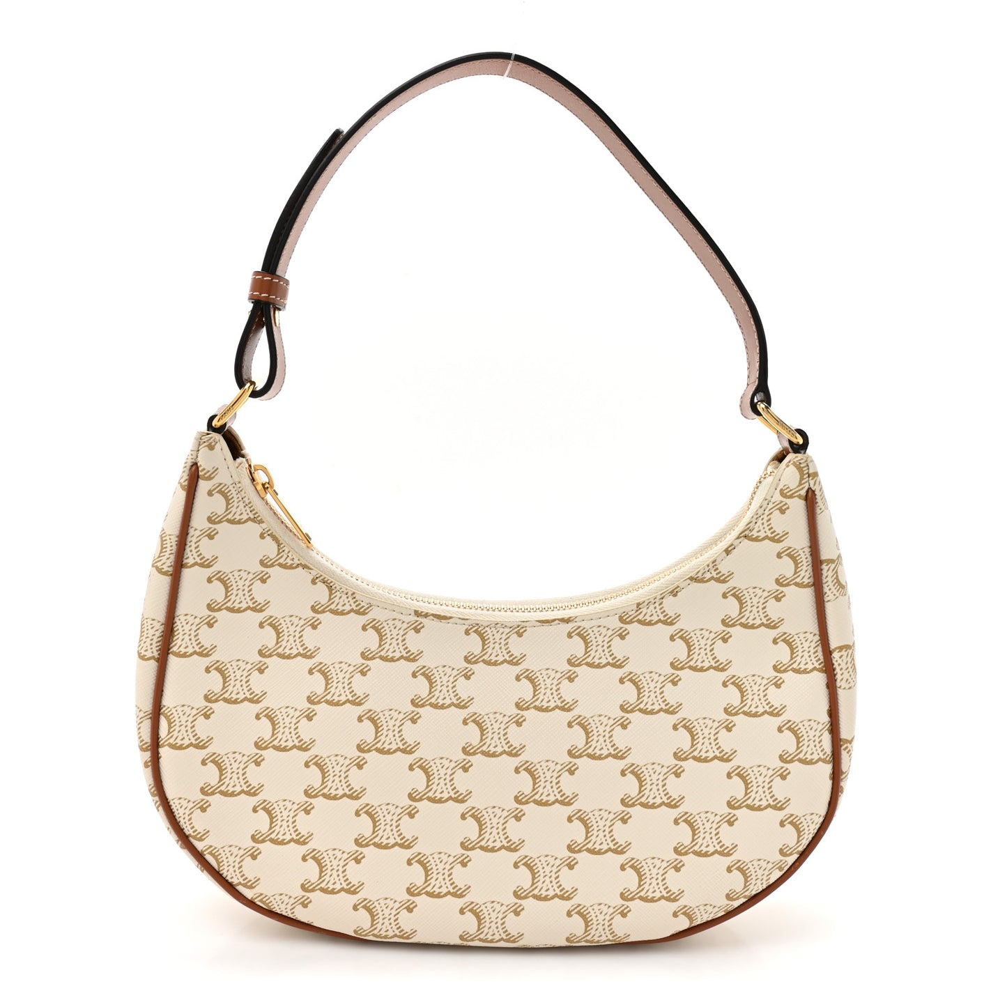 Canvas Calfskin Ava Triomphe Shoulder Bag White