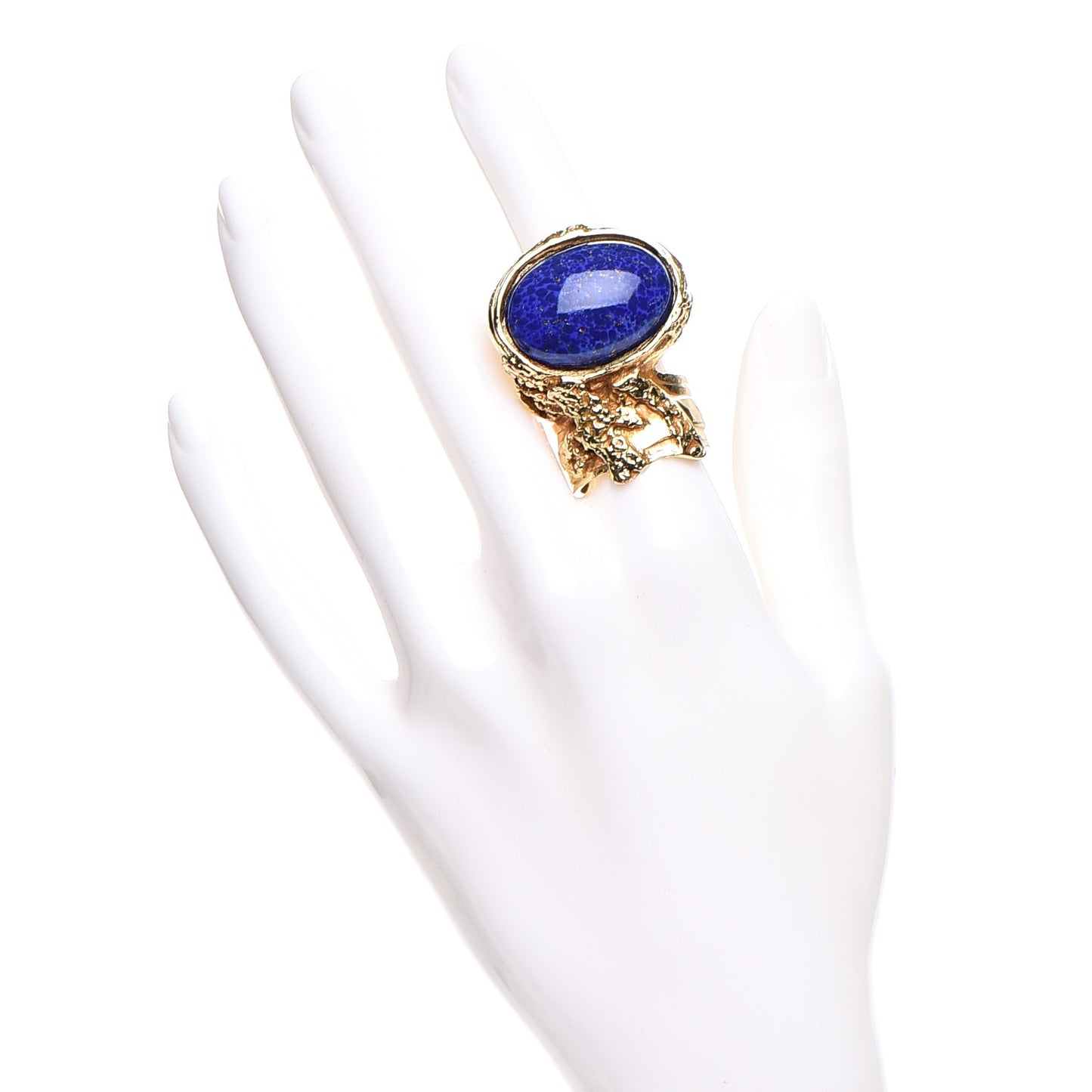 Glass Cabochon Arty Ovale Ring 8 Gold Lapis