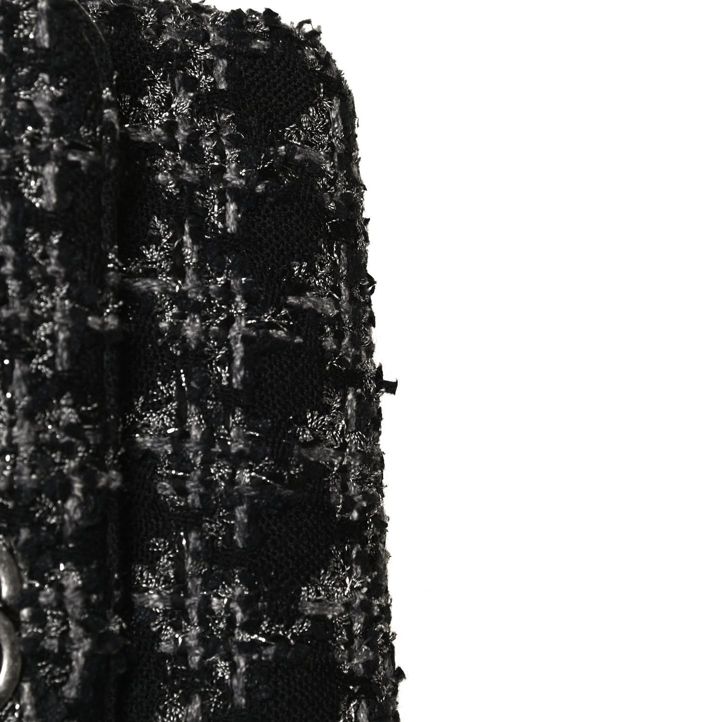 Shearling Tweed Medium Handle Boy Flap Black Grey
