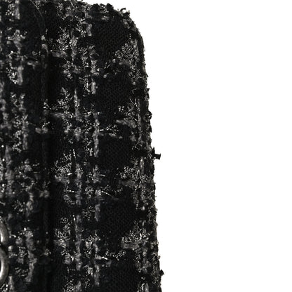 Chanel Shearling Tweed Medium Handle Boy Flap Black Grey 10 of 10