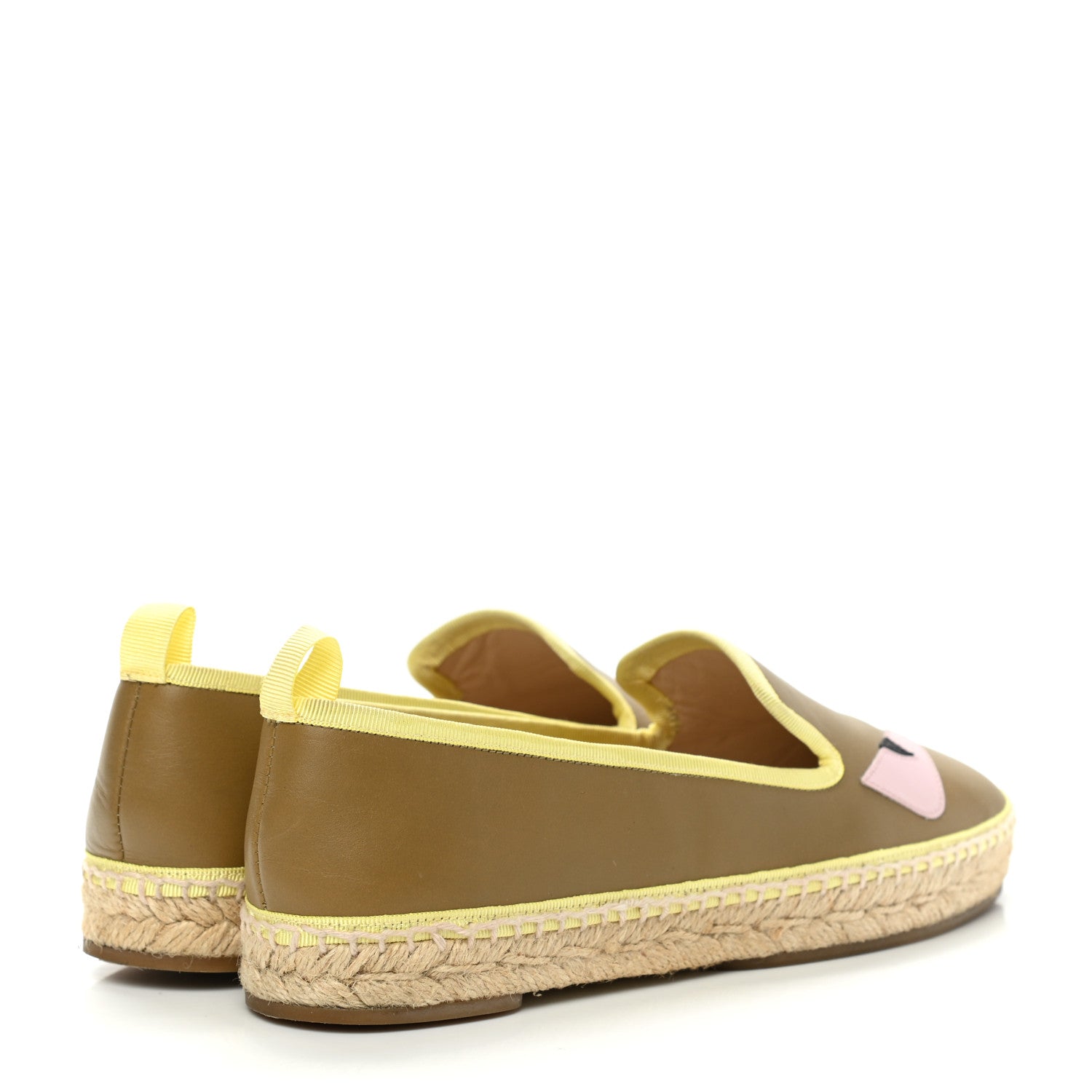 Fendi Calfskin Monster Eyes Espadrille Moccasins 37 Camaleonte Cotton Candy Black Paglia 4 of 8