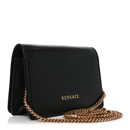 Versace Vitello Mini Virtus Chain Clutch Black 2 of 9