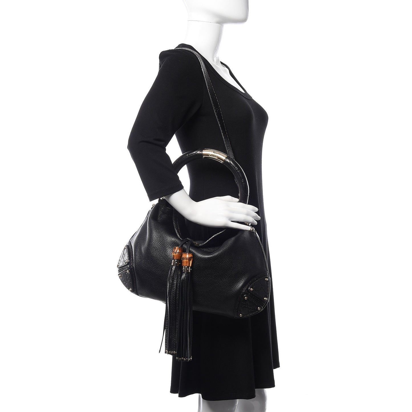 Calfskin Medium Indy Top Handle Hobo Black