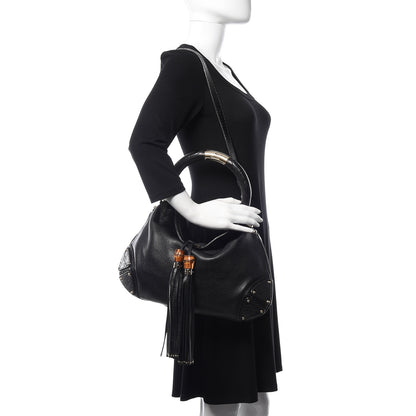 Gucci Calfskin Medium Indy Top Handle Hobo Black 2 of 10