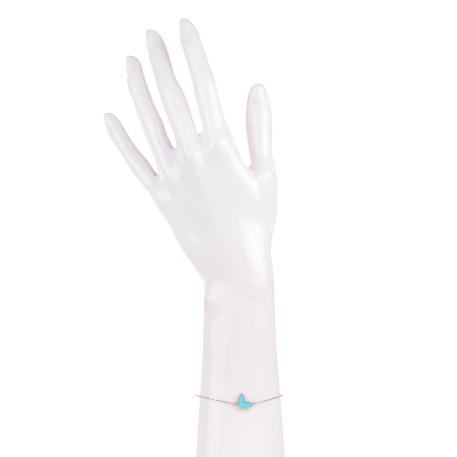 Van Cleef & Arpels 18K White Gold Turquoise Sweet Alhambra Butterfly Bracelet 2 of 6
