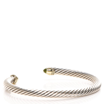 David Yurman Sterling Silver 14K Yellow Gold Peridot 5mm Cable Classics Bracelet 3 of 4
