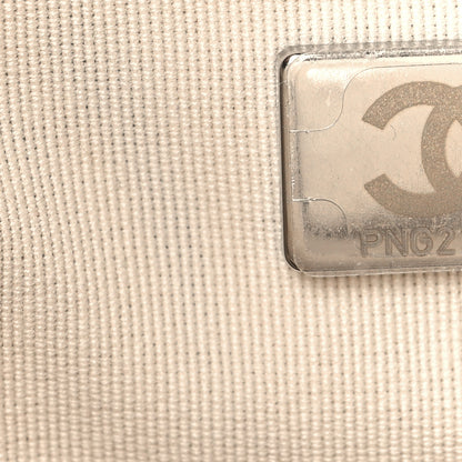 Chanel Canvas Calfskin Striped Medium Deauville Tote White Black 8 of 12