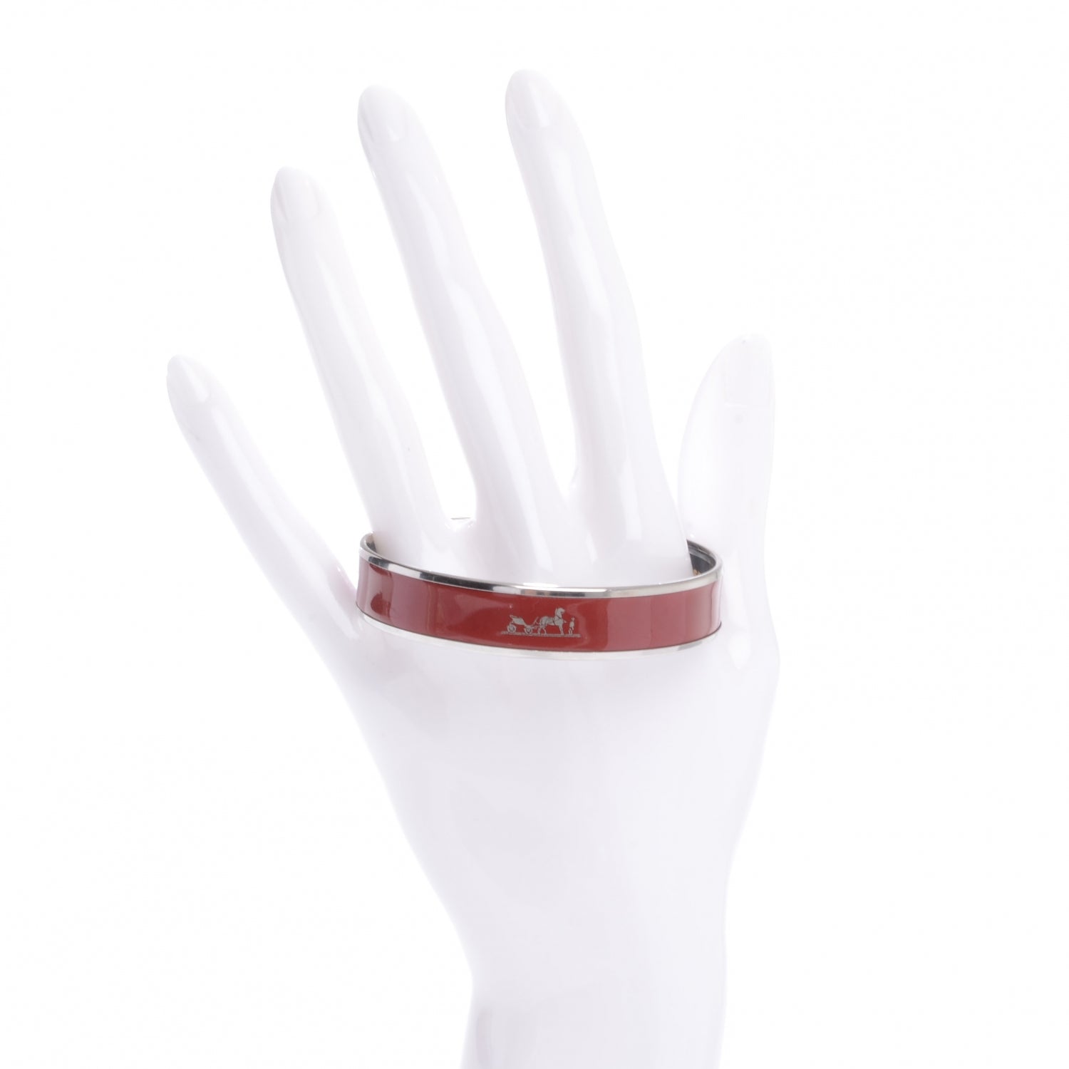 Hermes Enamel Wide Caleche Bracelet 65 Red 2 of 5
