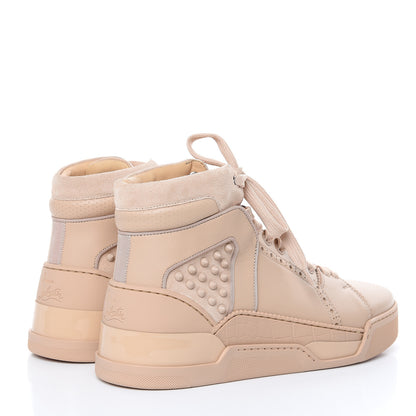 Christian Louboutin Calfskin Patent Spikes Mens Loubikick Flat Sneakers 42 Crosta 4 of 9