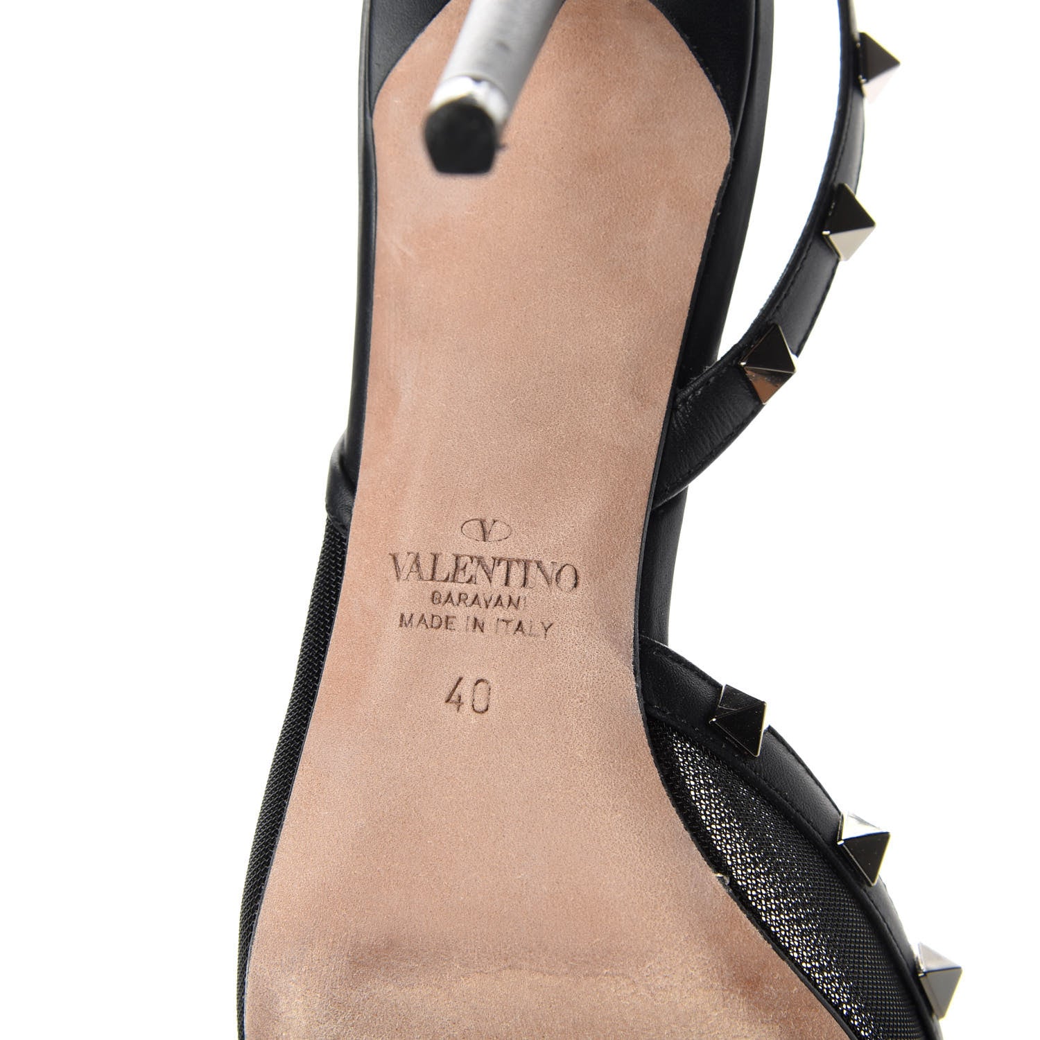 Valentino Garavani Mesh Rockstud Half D'Orsay Slingback 85mm Pumps 40 Black 7 of 8