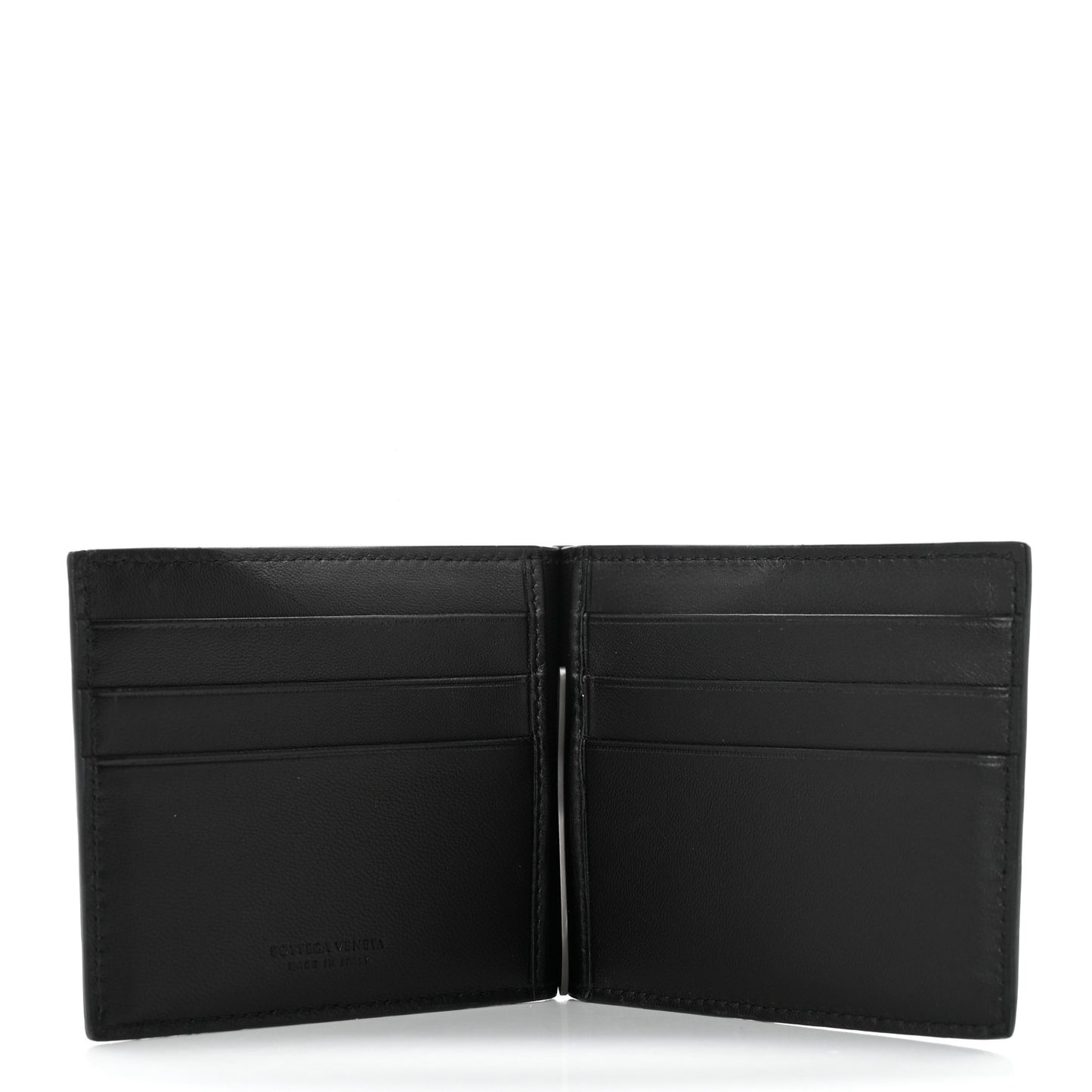 Intrecciato Bi-Fold Money Clip Wallet Black
