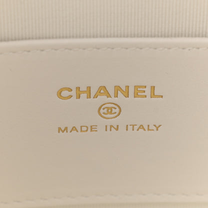 Chanel Shiny Caviar Quilted Bow Pouch Hobo White 6 of 11